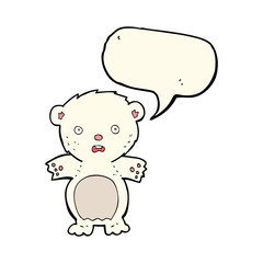 frightened polar bear cartoon with speech bubble