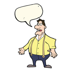 cartoon shocked man with speech bubble