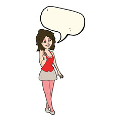 cartoon attractive office woman with speech bubble
