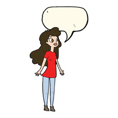 cartoon pretty girl with speech bubble