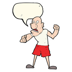 cartoon violent man with speech bubble