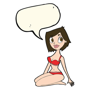 recommend clip art: cartoon pretty woman in underwear with speech bubble