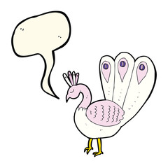 cartoon peacock with speech bubble