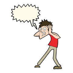 cartoon man panicking with speech bubble