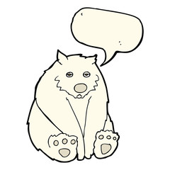 cartoon unhappy polar bear with speech bubble