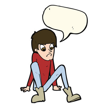 recommend clip art: cartoon boy sitting on floor with speech bubble
