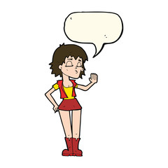 cartoon cool girl with speech bubble