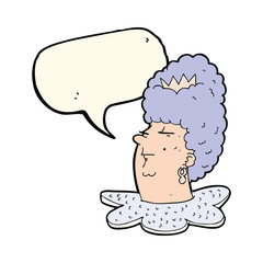 cartoon queen head with speech bubble