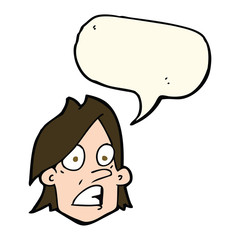 cartoon frightened face with speech bubble