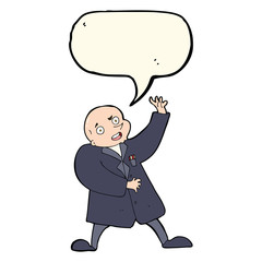 cartoon mad scientist with speech bubble