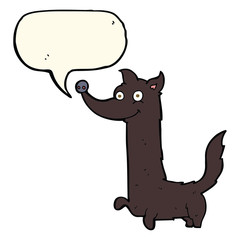 cartoon happy dog with speech bubble