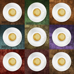 cup of coffee with colored backgrounds