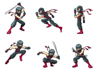 Japanese Ninja in Six Action Poses © jeffsanjaya