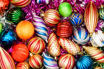 Christmas decorations in festive holiday concept