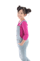 Fototapeta premium Portrait of beautiful asian girl in overalls