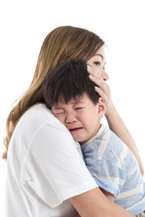 Mother comforting her crying child