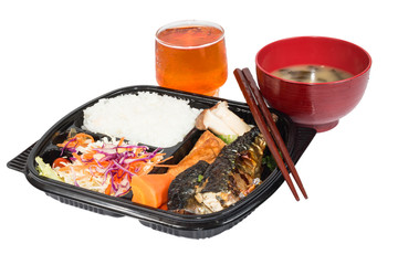 Grilled Saba soy sauce, Japanese cuisine isolate on white
