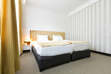 Interior of a modern hotel bedroom