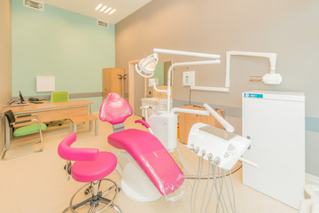Dentist modern room with equipment and tools
