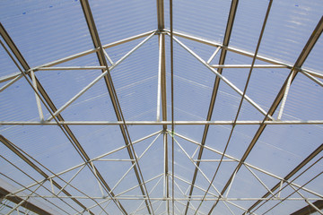 Fototapeta premium Greenhouses growing vegetables on background sky outdoors