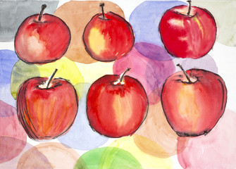 apples watercolor on paper