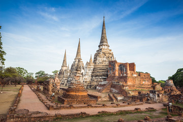 Fototapeta premium Old Temple Architecture , Wat Phra si sanphet at Ayutthaya, Thailand, World Heritage Site