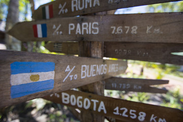 Destination Wooden sign arrows, venezuela