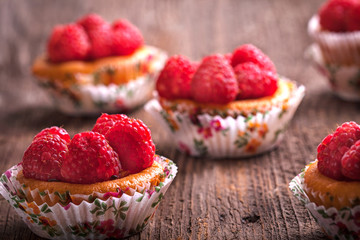 delicious fruit cake with raspberry