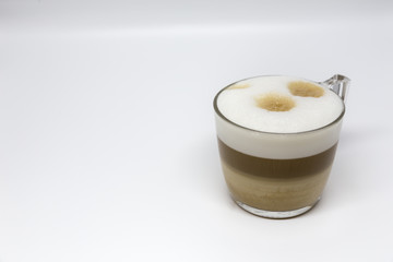 a cup of cappuccino white background