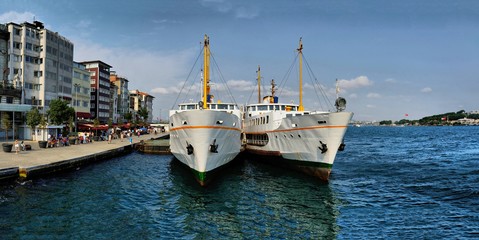 Classic Istanbul ferry boat at karakoy port