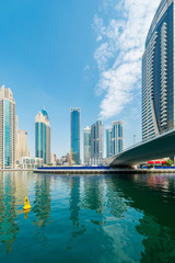 Fototapeta premium Dubai - AUGUST 9, 2014: Dubai Marina district on August 9 in UAE