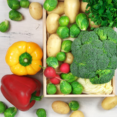 Various vegetables in box