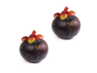 Mangosteen - Tropical Fruits Mangosteen on white background