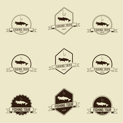 Fishing symbols set, vector