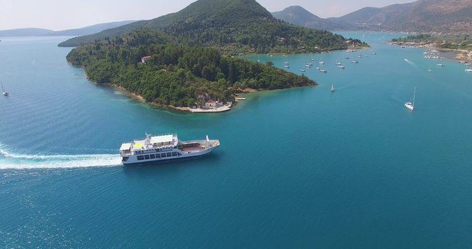 Aerial view of city Nidri at Lefkada island
