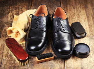 black  shoes with care accessories
