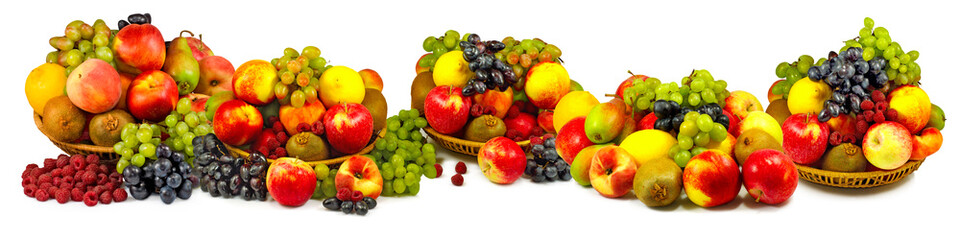 Naklejka na ściany i meble different fruits on a white background closeup