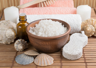 Spa salon with sea salt