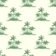 Vintage floral or summer seamless pattern with palm trees