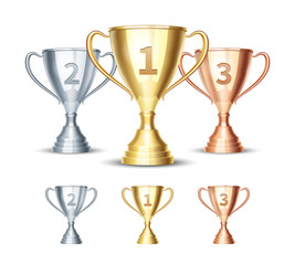 Vector gold, silver and bronze winner cup