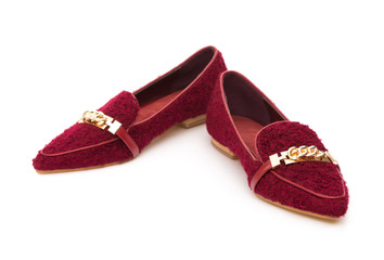 pair of trendy shoes for lady on a white background