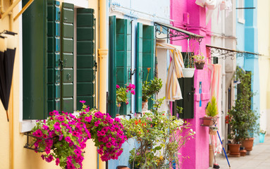 Fototapeta na wymiar Colorful architecture patterns in Burano island, Venice