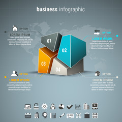 Business infographic made of cubes.