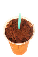Ice milk tea volcano, famous drink, Isolated