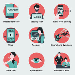 Fototapeta premium Risks and threats from using smartphone