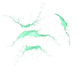 Isolated green paint splashes on white background