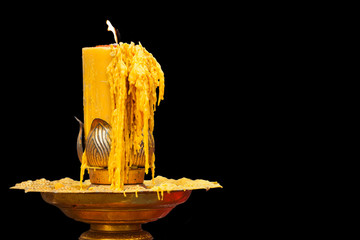 burning of candle on candlestick