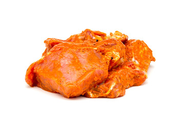 Meat marinated closeup isolated on a white