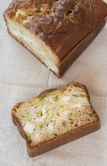 homemade cake with leek and cheese