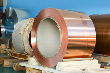 Rolls of copper foil in storage room